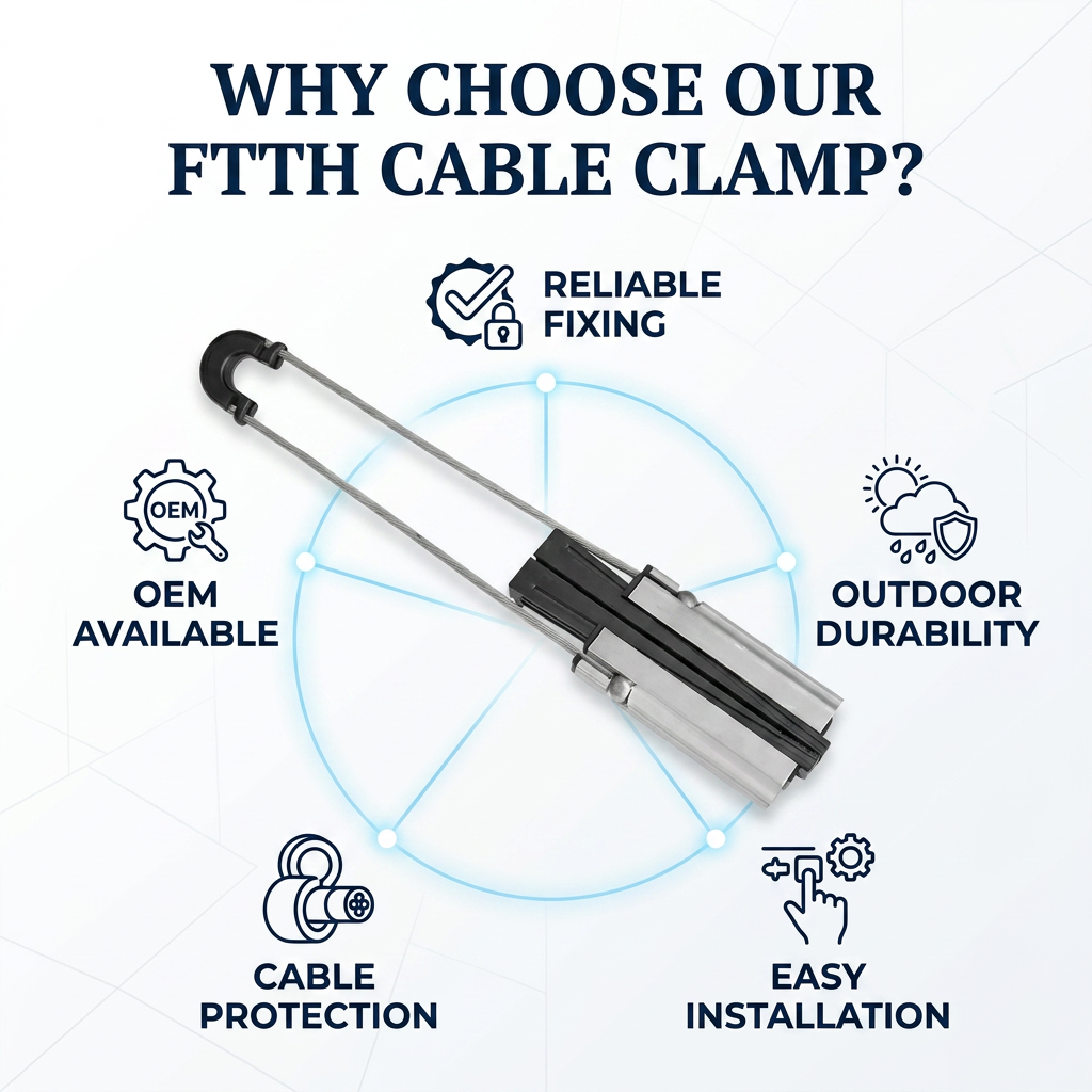 FTTH Drop Cable Clamp Wedge Type Fiber Optic Anchor Clamp for Aerial Cable Installation
